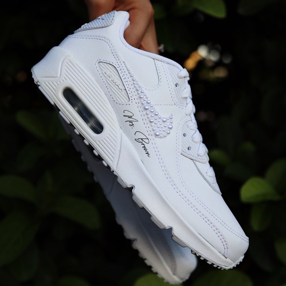 Personalized Wedding Sneakers for the Bride - Nike Air Max 90 - Picture 1 of 5